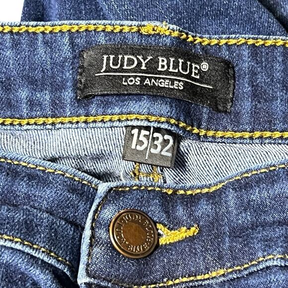 Judy Blue Women 15/32 Blue Relaxed Fit Stretch Whiskered Denim Jeans Medium Wash - Picture 3 of 7